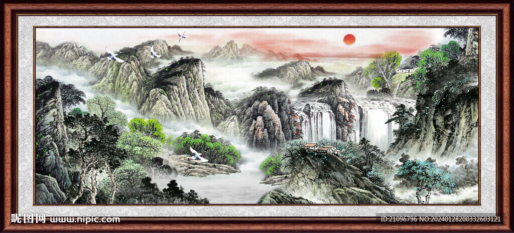 招财山水画 
