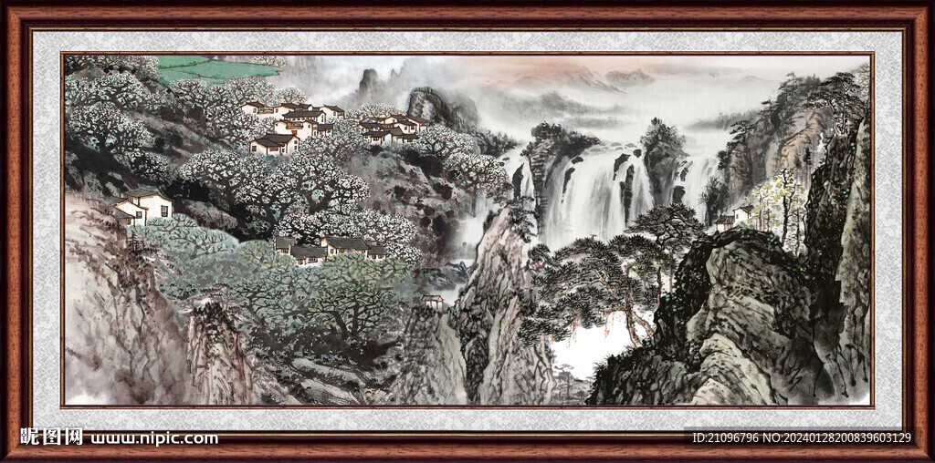招财山水画 