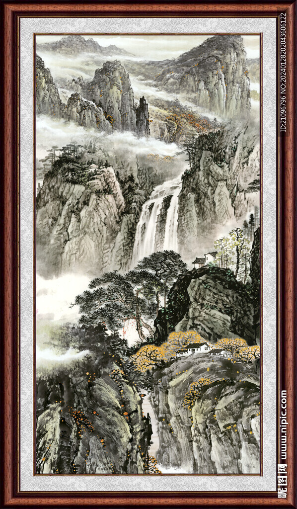 招财山水画 