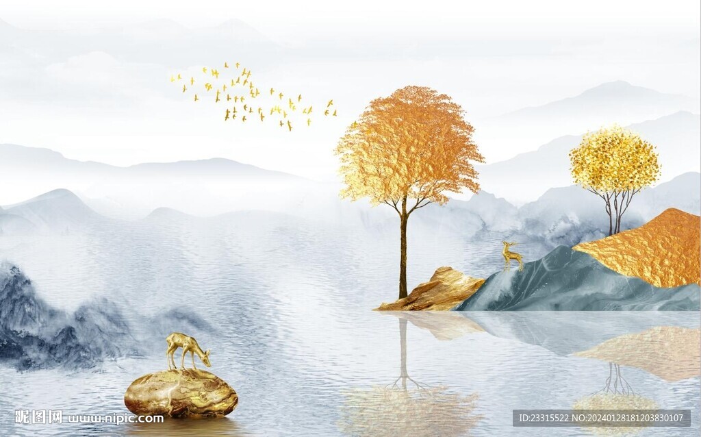 简约山水背景墙