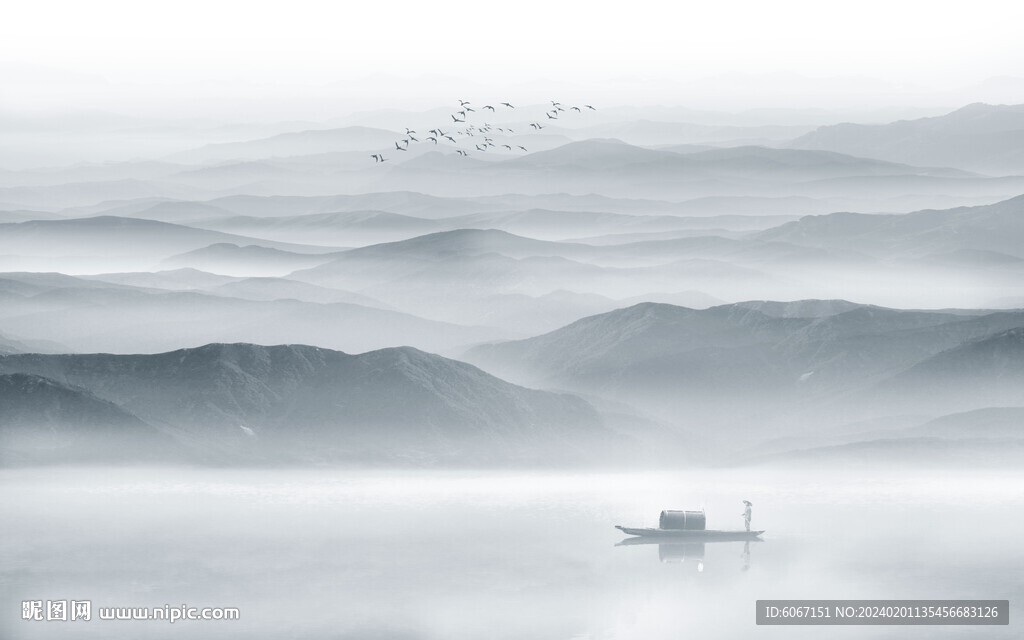 意境山水水墨画