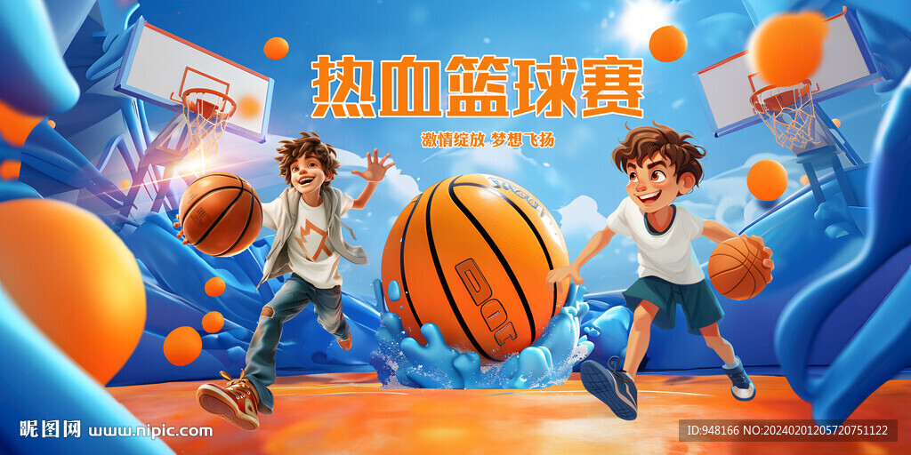 热血篮球广告展板壁画背景墙文化