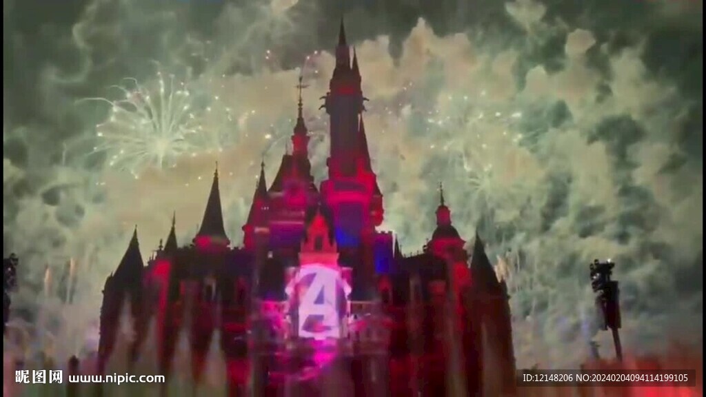 迪士尼城堡烟花实拍视频