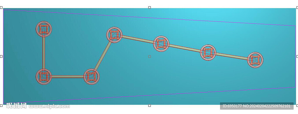 铜钱七星引路棺材盖板精雕图灰度