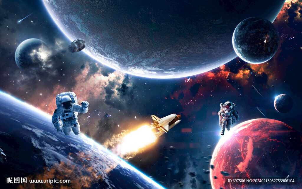 太空火箭宇宙星球宇航员航天背景