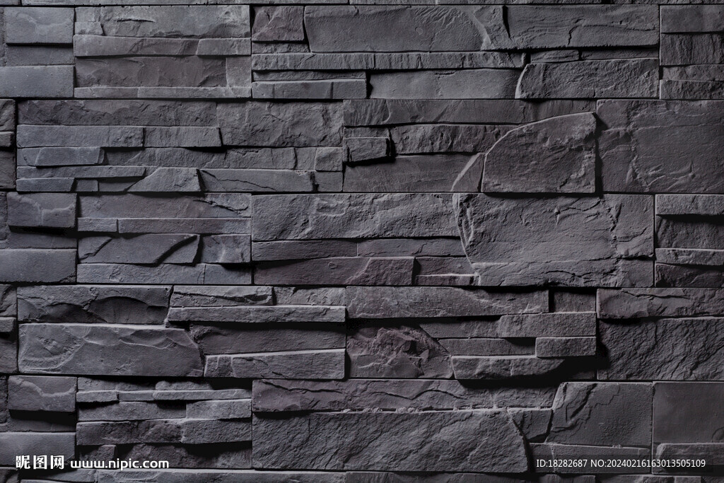 黑色岩石砖墙