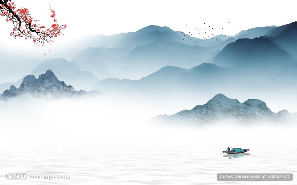 现代 中式客厅山水 TIF分层