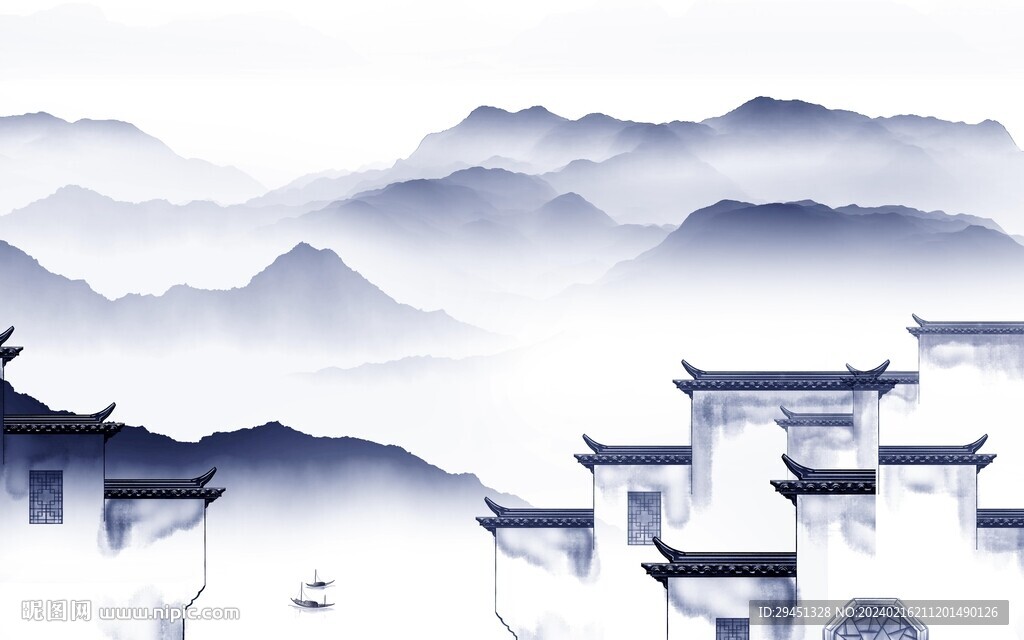 大气 中式客厅山水 TIF分层