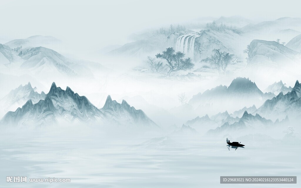 高端 高档山水墙画 TIf分层