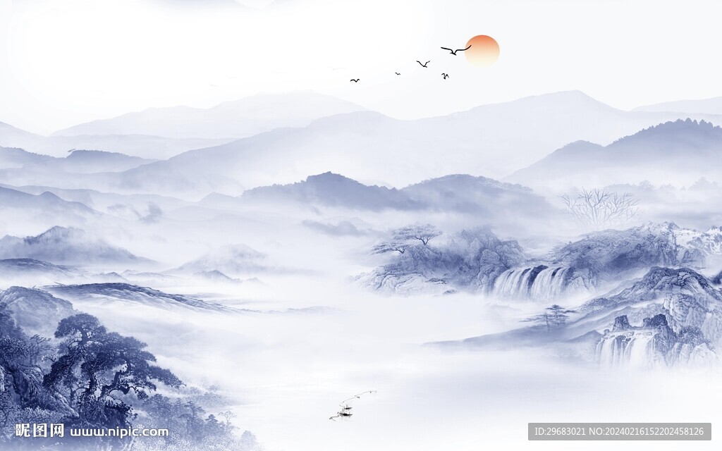 奢雅 高档山水墙画 TIf分层