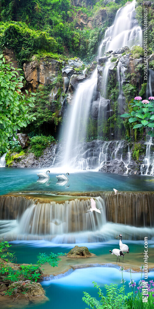 小溪流水生财风景画玄关