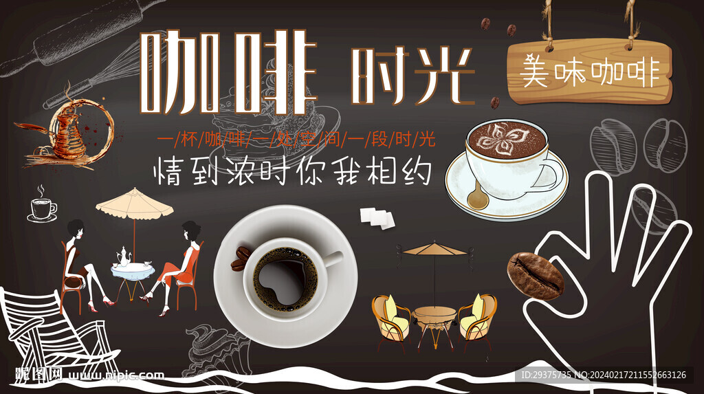 黑板咖啡背景墙