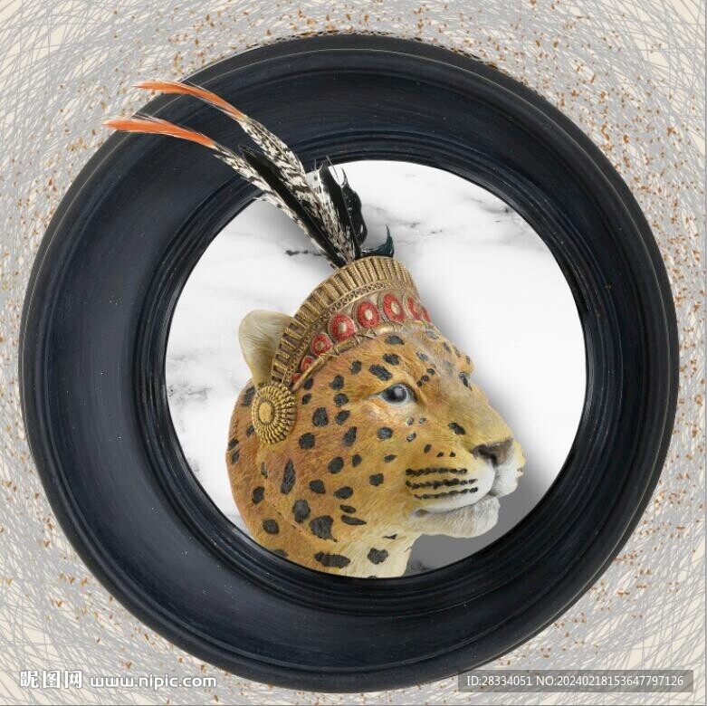 3D豹子头动物装饰画
