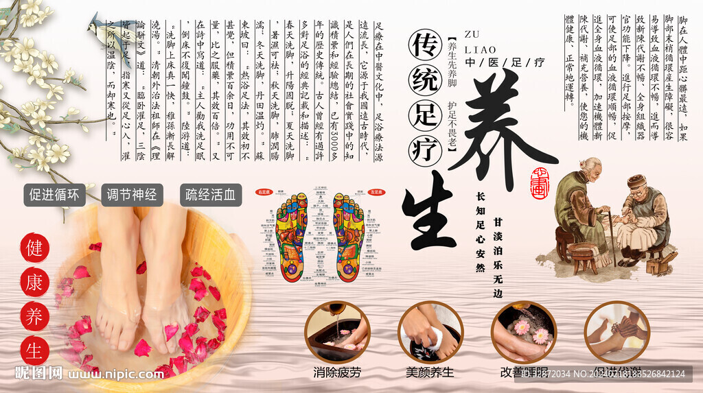 足疗养生背景墙