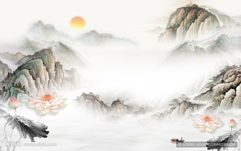 古风 中式新山水画 TIF分层