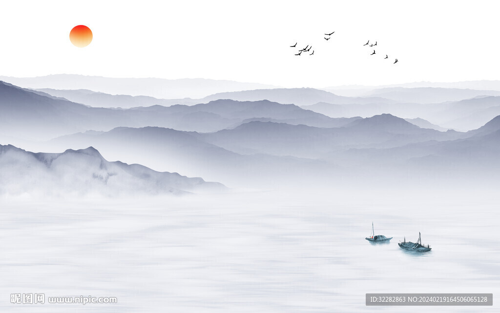 客厅 中式新山水画 TIF分层