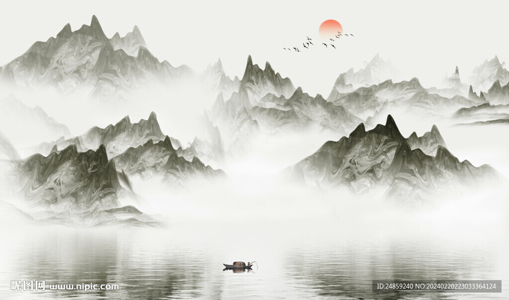 中式山水背景墙