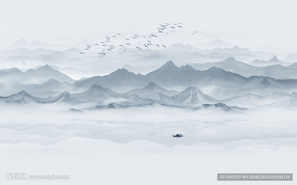 新中式水墨山水画