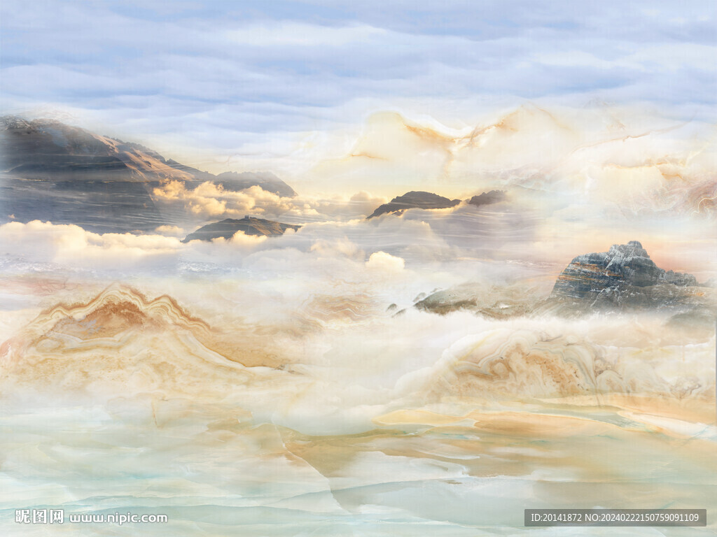 大理石山水岩板大板背景墙