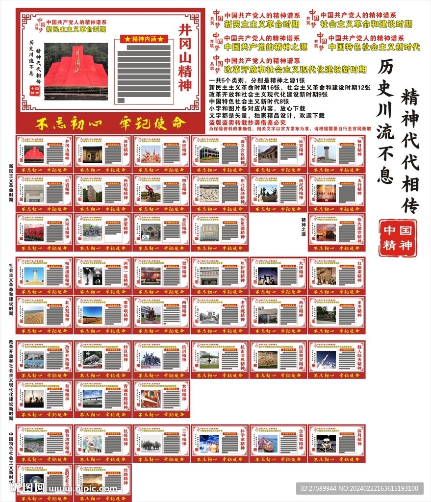 中国精神宣传海报展板 精神谱系