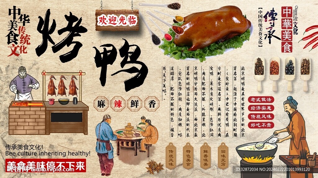 烤鸭背景墙