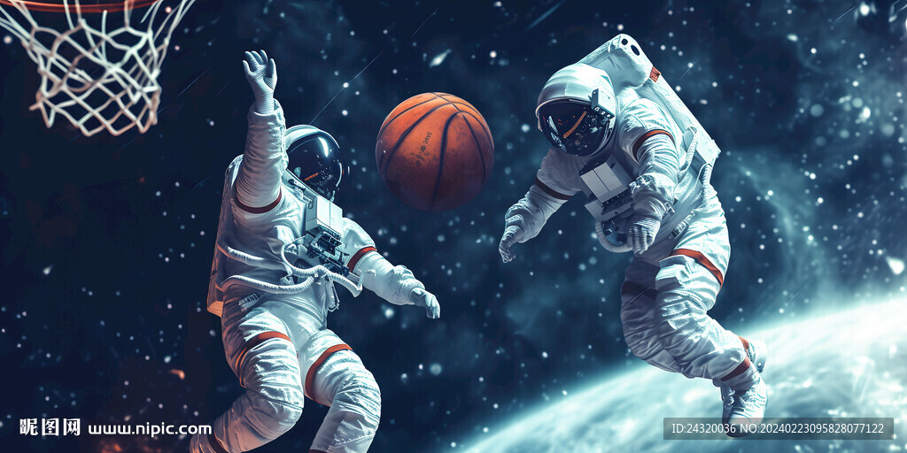宇航员宇宙篮球PK广告展板壁画