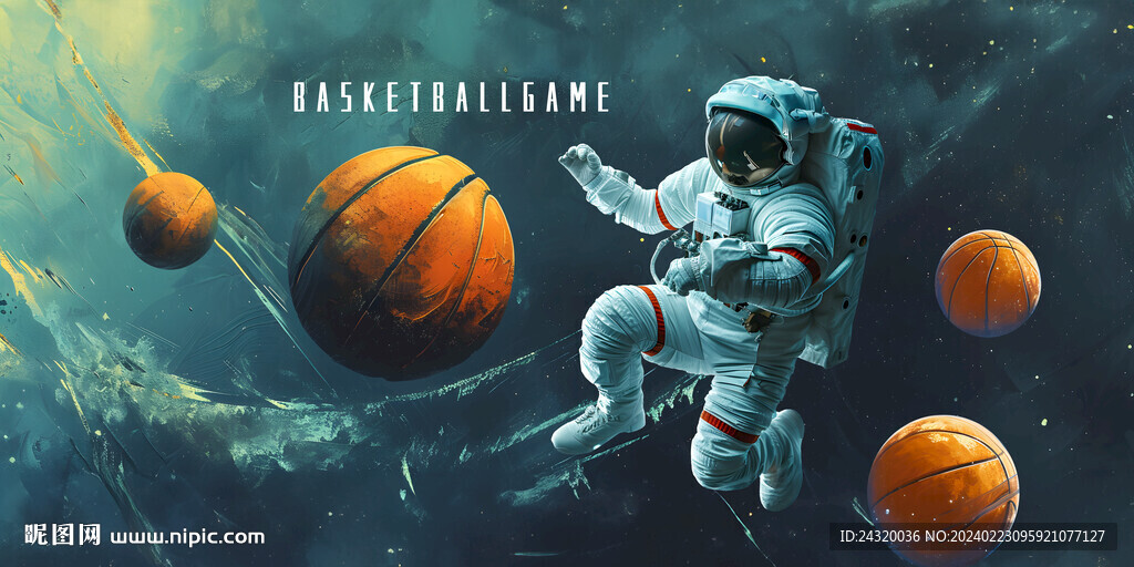 宇航员篮球广告展板背景墙壁画