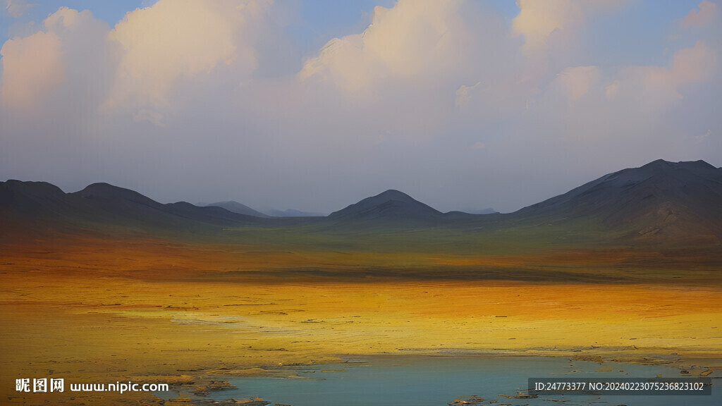 草原油画风景
