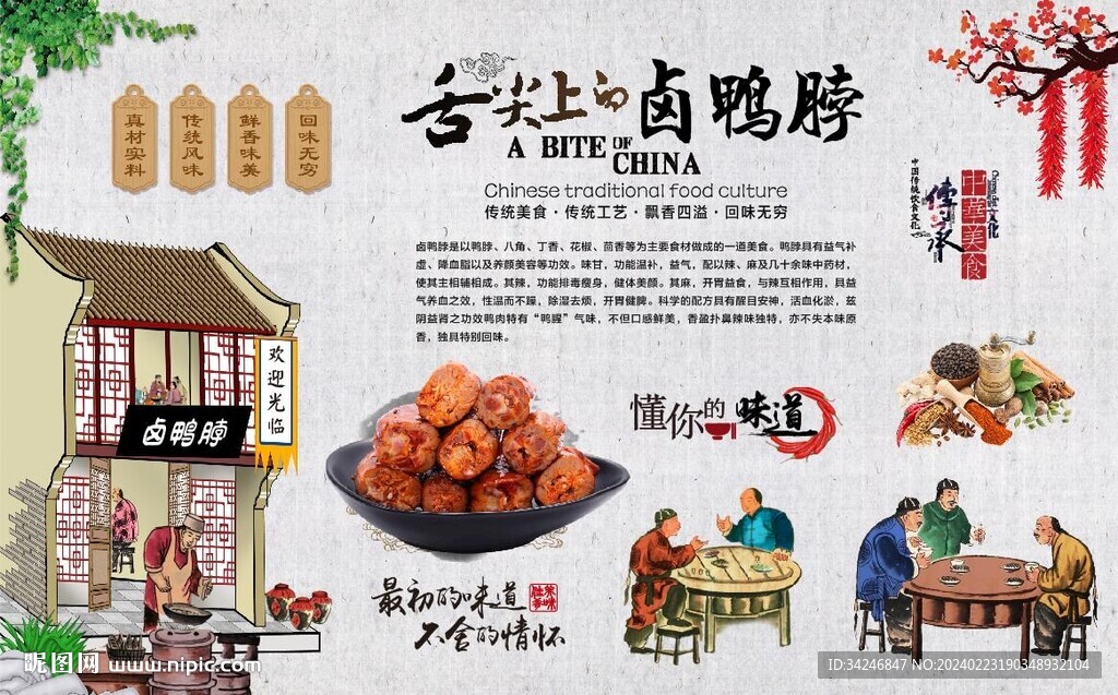 卤鸭脖背景墙