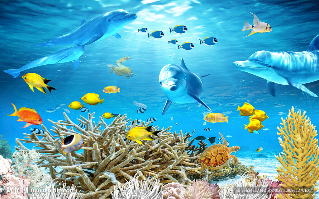 深海海底世界背景墙