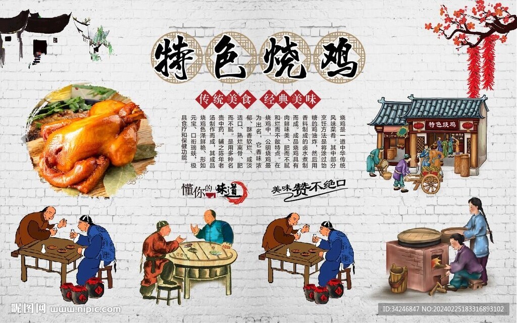 烧鸡背景墙