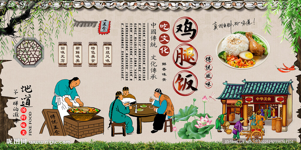 鸡腿饭背景墙