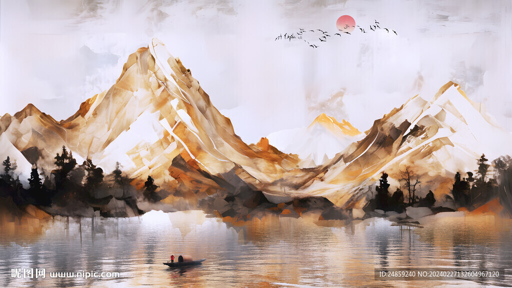 中式山水背景墙