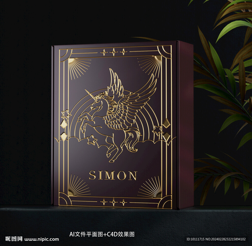 C4D已展UV高端独角兽礼盒