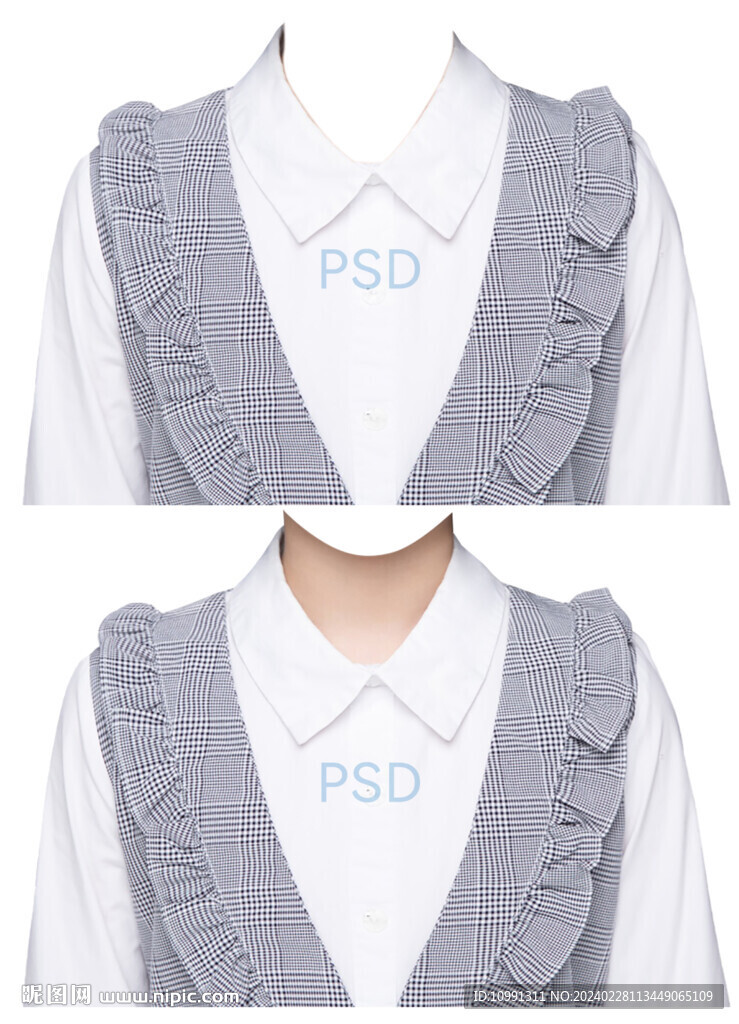 女孩证件照套装衣服素材psd