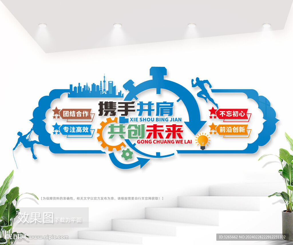 携手并肩共创未来企业励志标语墙