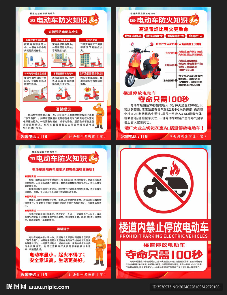 电动车防火知识宣传海报