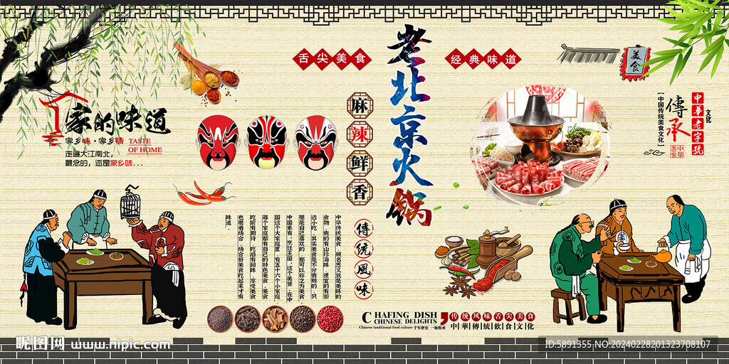 老北京火锅背景墙