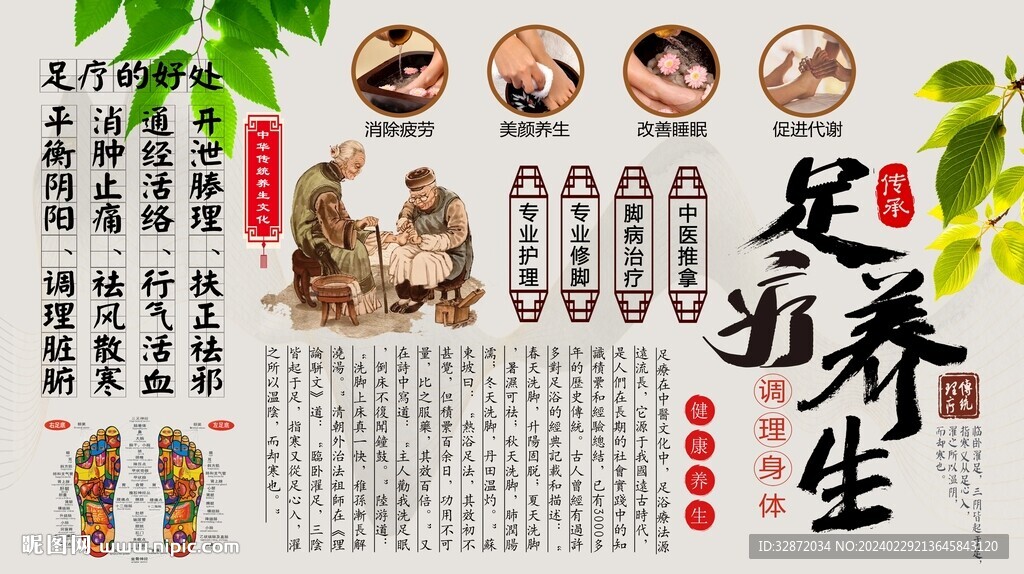 足疗养生背景墙