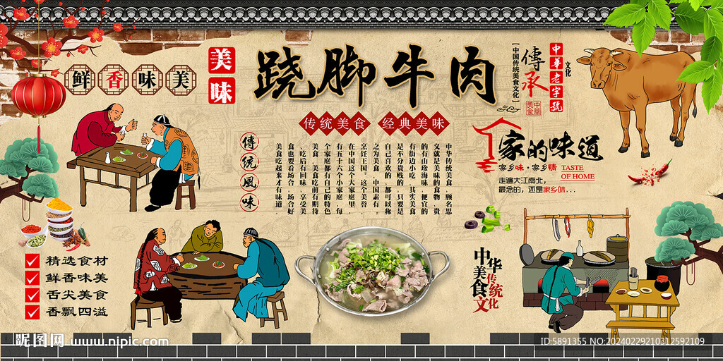 跷脚牛肉背景墙