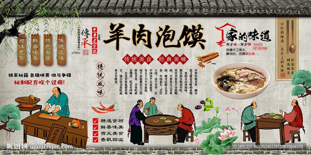 羊肉泡馍背景墙