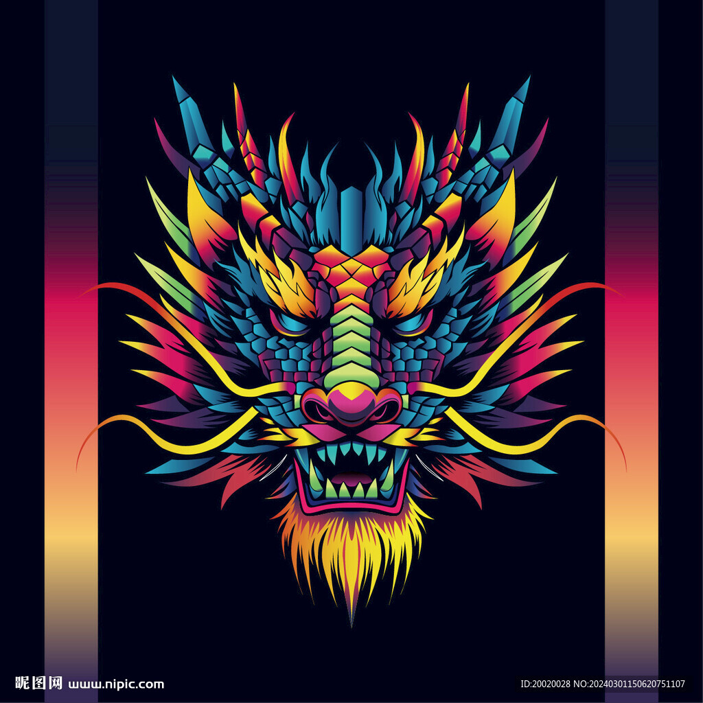 赛博朋克科技龙插画图片