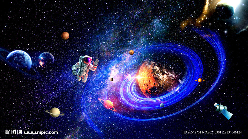 太空宇航员宇宙黑洞星球火箭背景