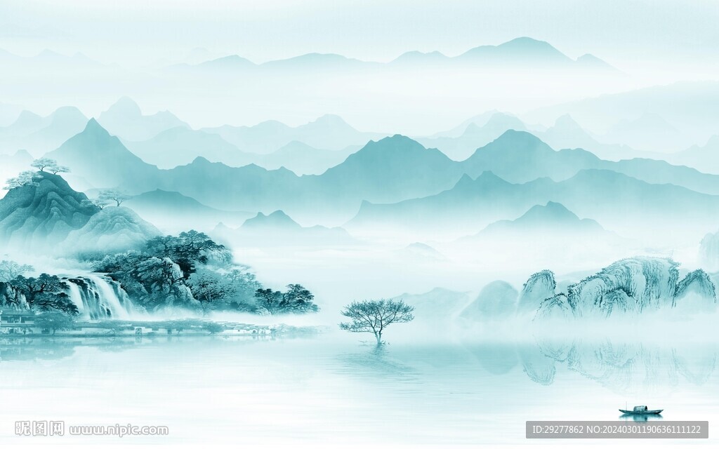 现代 简约中式山水 TIF分层
