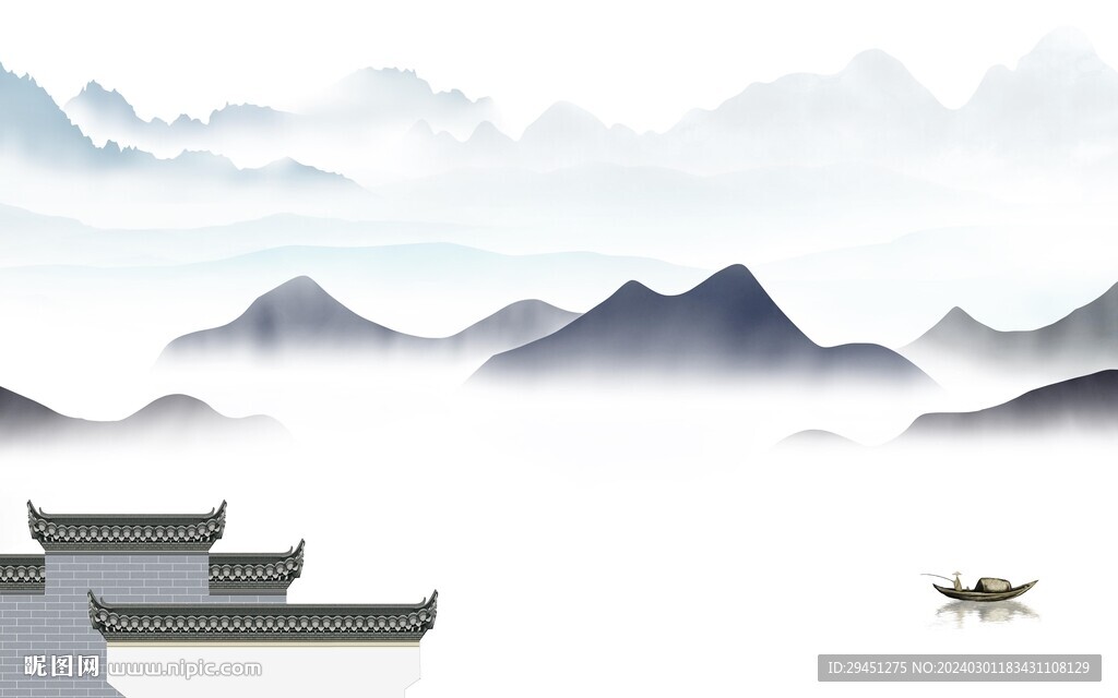 别墅 意境中式山水 TiF分层