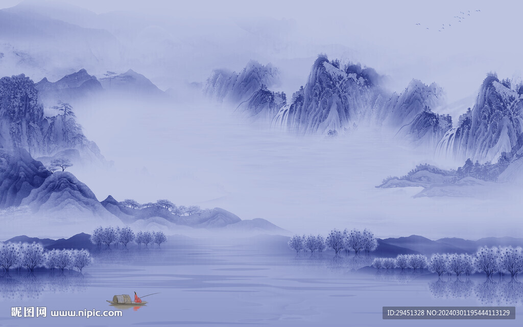 客厅 新中式山水图 TIF分层