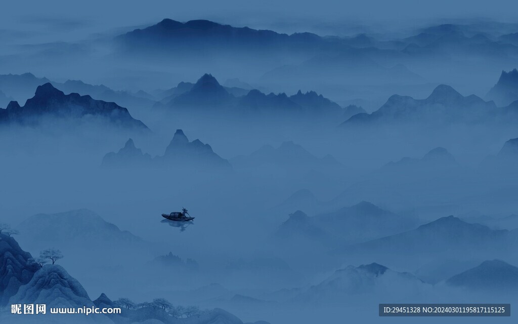 别墅 新中式山水图 TIF分层