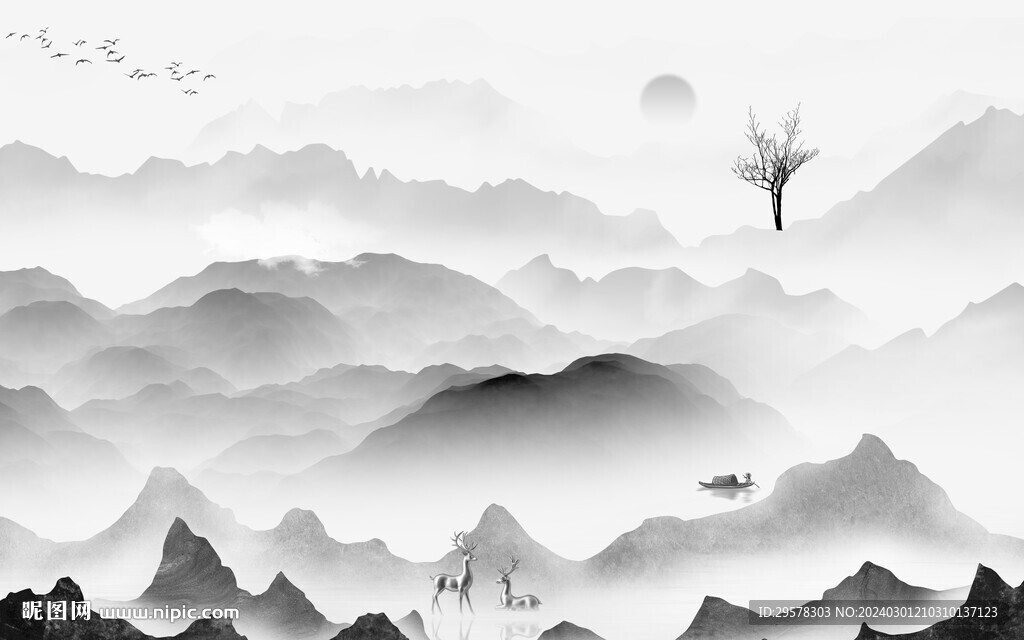 别墅 灰色山水新图 TIF分层
