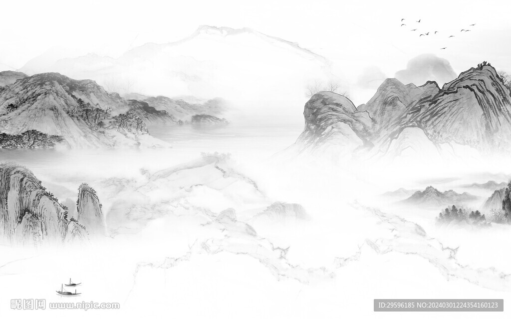 高档 灰色人气山水 TiF分层
