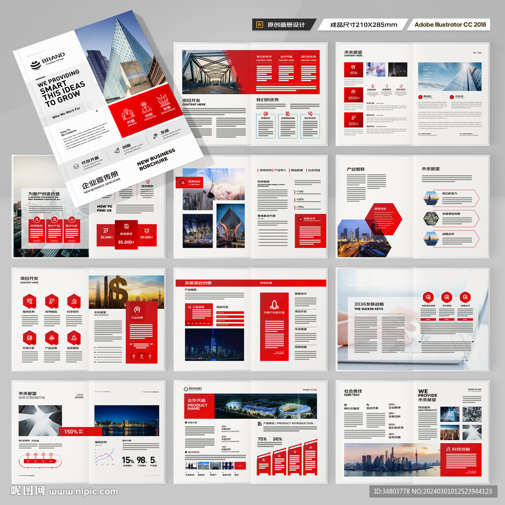 红色企业宣传册